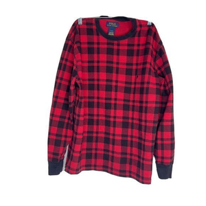VTG POLO RALPH LAUREN Checked Buffalo Plaid Long Sleeve‎ Thermal Red Black L